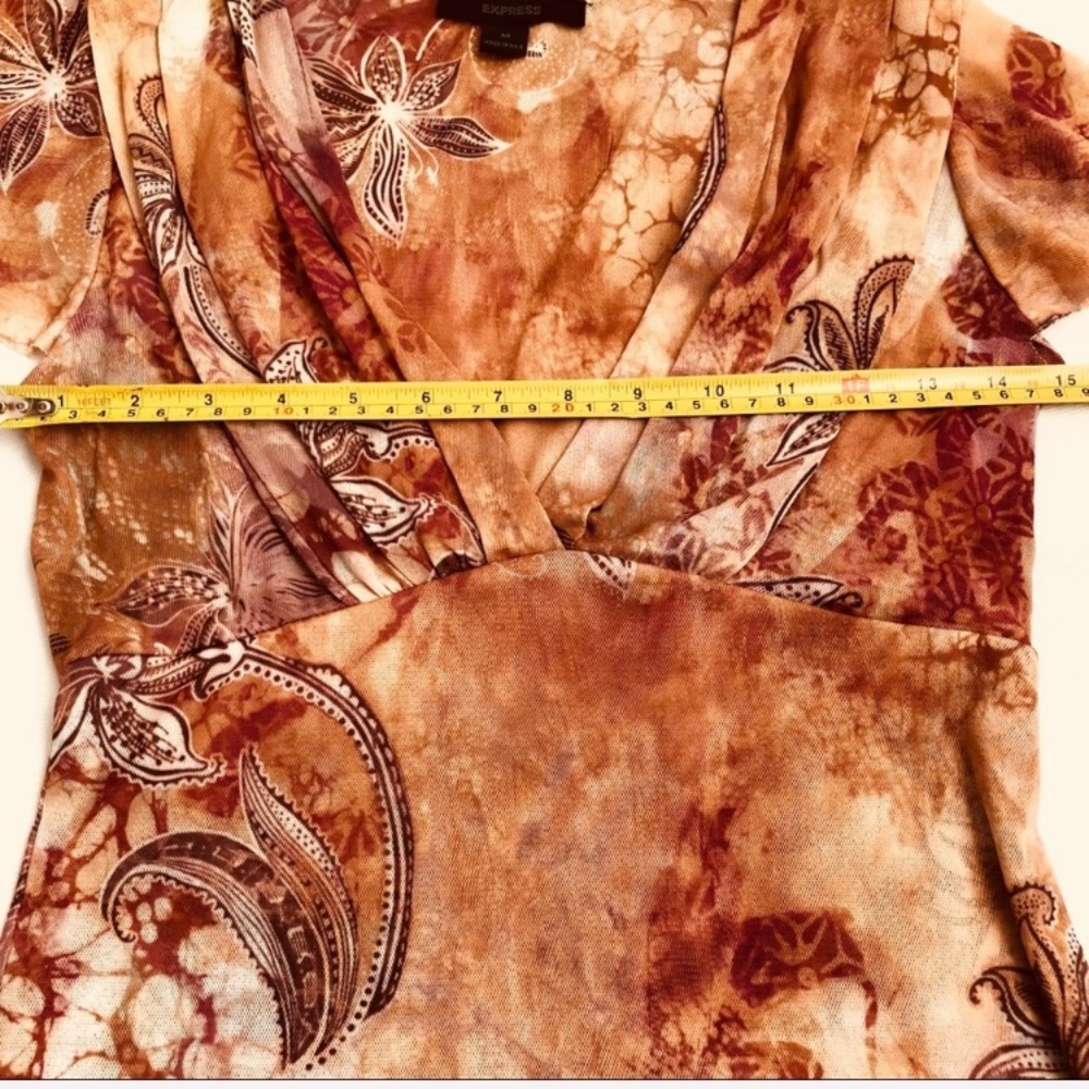 Express Nylon Mesh Multicolor Flutter Sleeve Top M - image 5